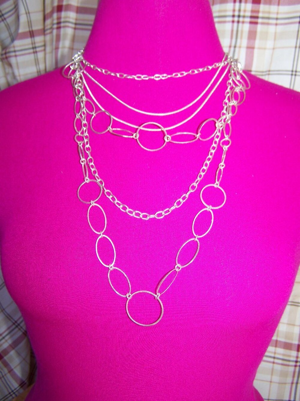 Multi-Strand Silver Circles Necklace